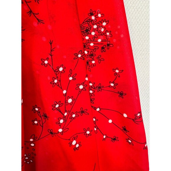 Madewell Womens Short Wrap Dress Size 6 Red Floral Sheer Sleeves - Picture 10 of 10